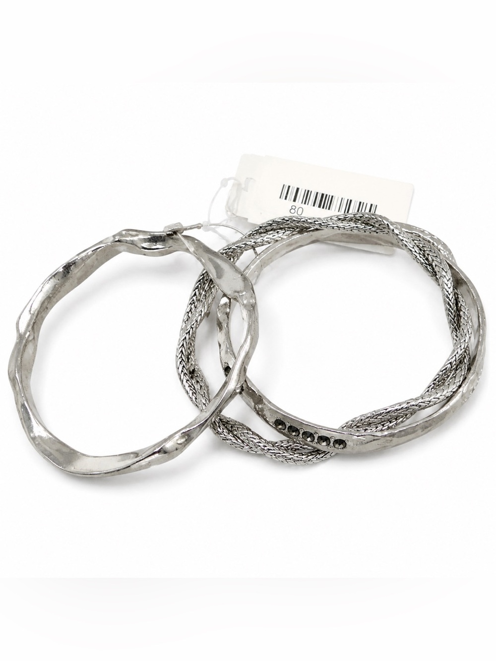 Arden Silver-Tone Mixed Textured Stackable Bangle Bracelet Set